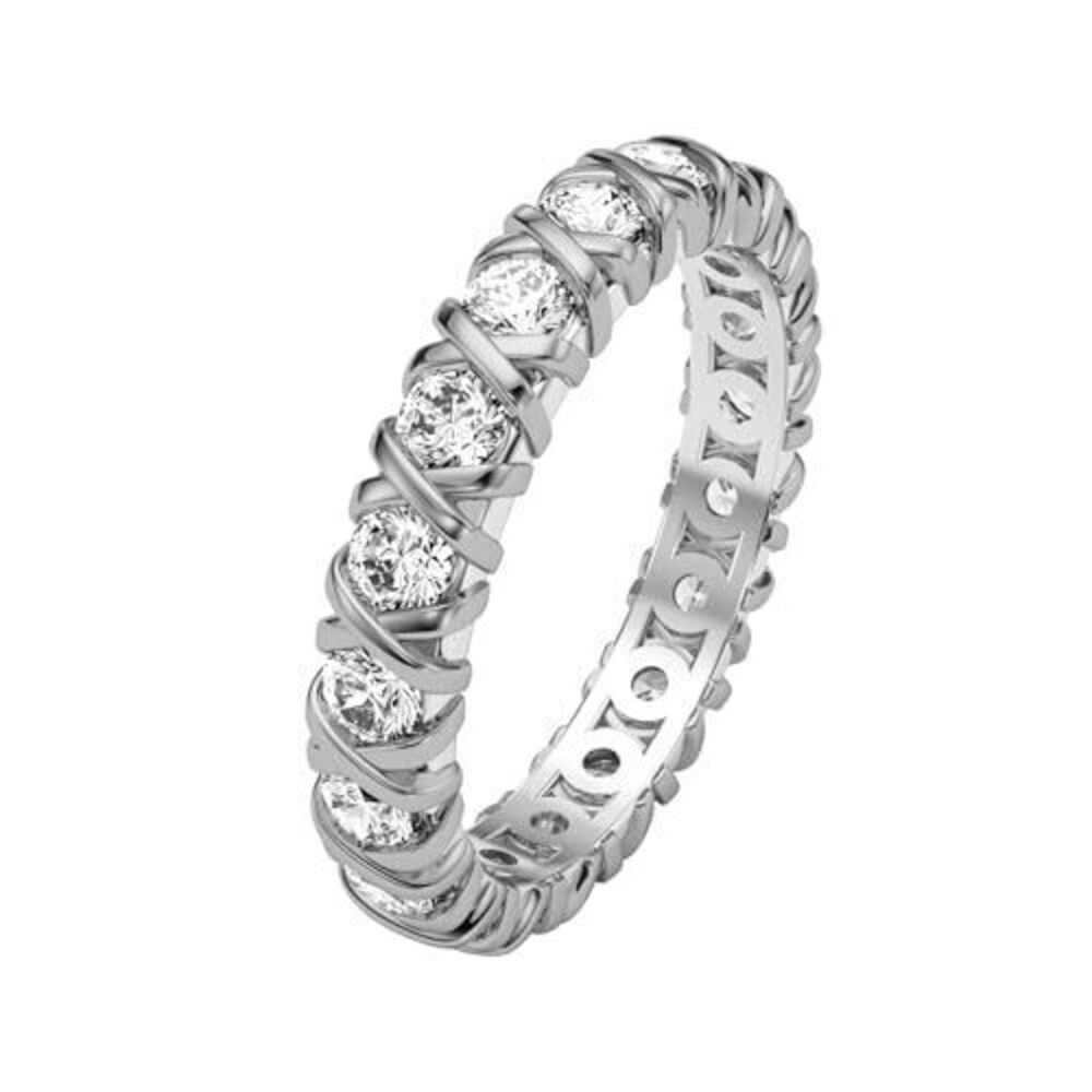 9009 18K Gold Plated Solid CZ Simulated Diamond Stackable Ring Eternity